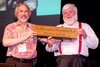 photo of Dave Jaffe with Denis Anson and Computer Lab sign