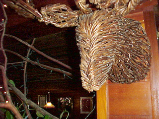 Twig sculpture of a deer's head