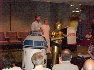 R2D2 and 3CPO welcome attendees