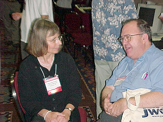 Alexandra Enders and unidentified conference attendee