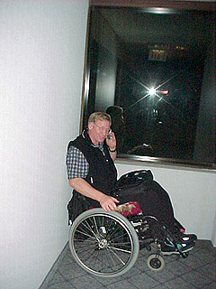 Peter Axelson makes a phone call