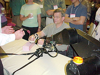 The robot demonstrates its abilities