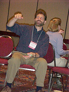 A satanic-looking Ronny Gaal at the Job Accommodations Show & Tell