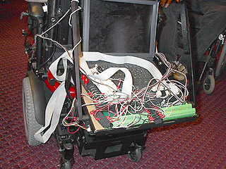 A rat's nest of circuitry in Rich Sympson's Smart Wheelchair Component System