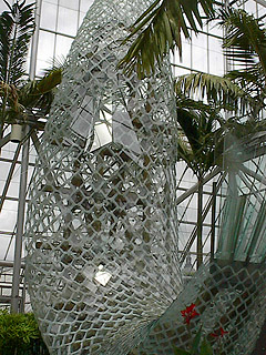 Big metal fish in  the Sculpture Garden's atrium