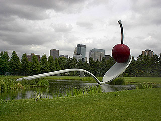 Cherry and spoon sculpture in  Minneapolis' Sculpture Garden