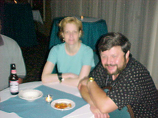 A blurry Aimee Luebben and Dave Law