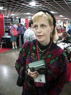 Aimee Luebben sporting her new Sony Mavica digital camera