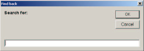 "Find Back" dialog bax
