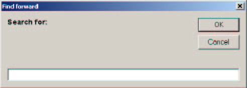 "Find forward" dialog bax