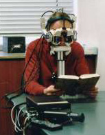 photo of artist using eye movement scanning device