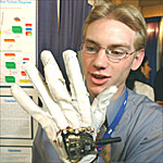 photo of inventor and glove